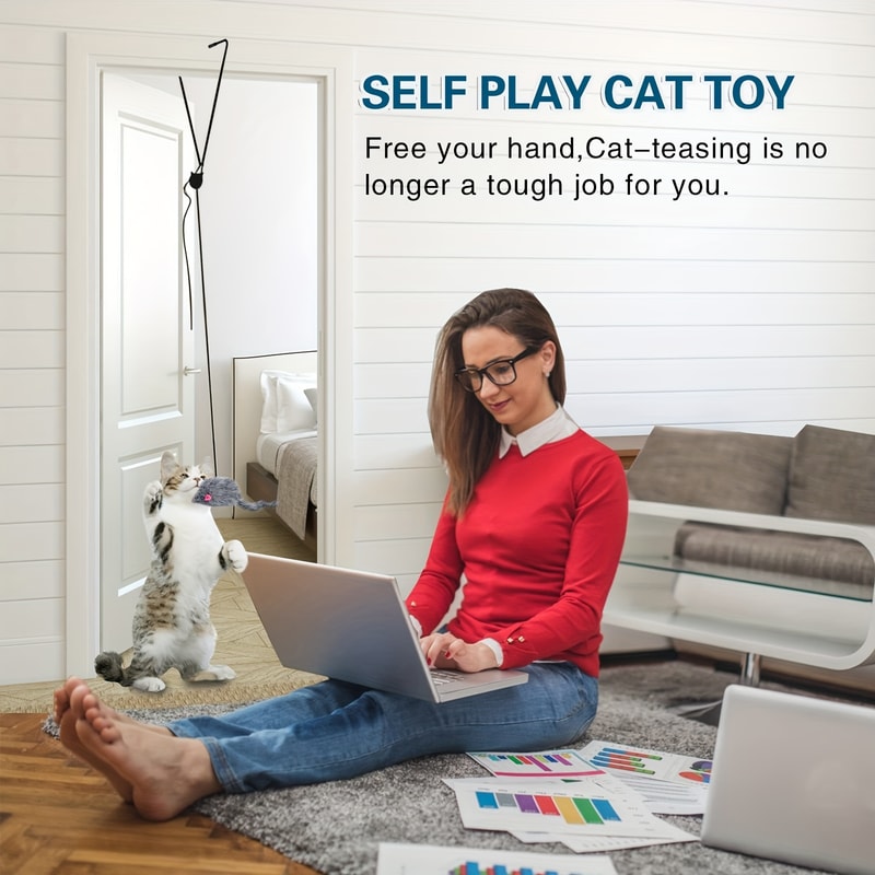 Hanging Cat Toy For Stress Relief Interactive Kitten Play Toy For Living Room 3