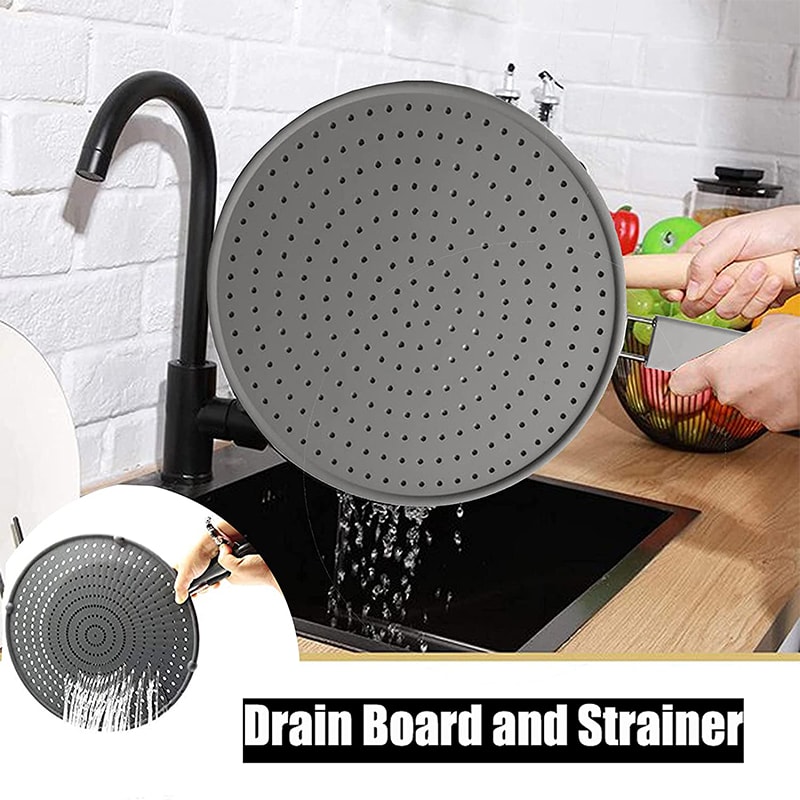 Silicone Kitchen Splatter Screen With Handle Heat Resistant Oil Splash Guard For Frying Pans 4