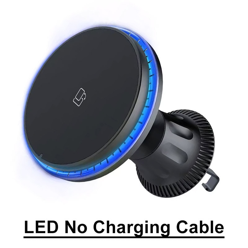 Magnetic Wireless Car Charger Stand With RGB LED Light Fast Charging Station 6