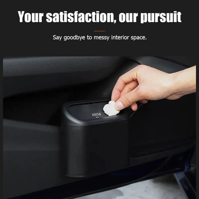 Car Trash Bin Universal Hanging Organizer For Vehicle Compact And Durable Black ABS Storage Case 1
