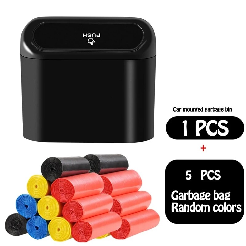 Car Trash Bin Universal Hanging Organizer For Vehicle Compact And Durable Black ABS Storage Case 4