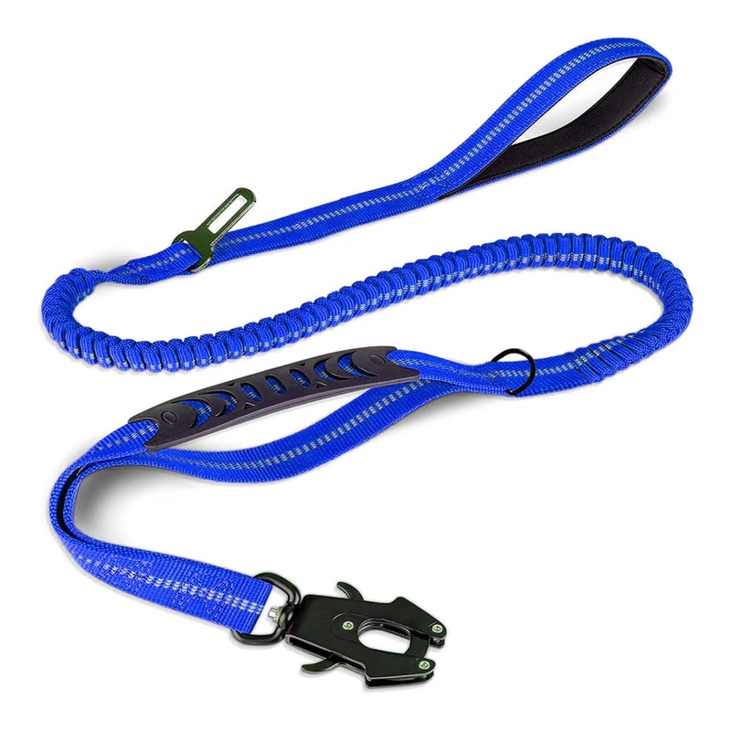 Heavy Duty Reflective Bungee Dog Leash With Car Seatbelt For Large Dogs No Pull Tactical Leash With 13
