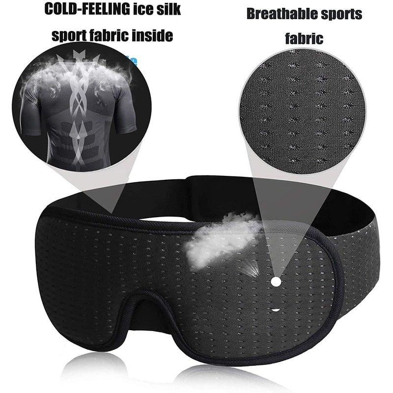 Soft Padded Sleep Mask For Comfortable Blockout Breathable Adjustable With Nose Pad Charcoal Fiber 9