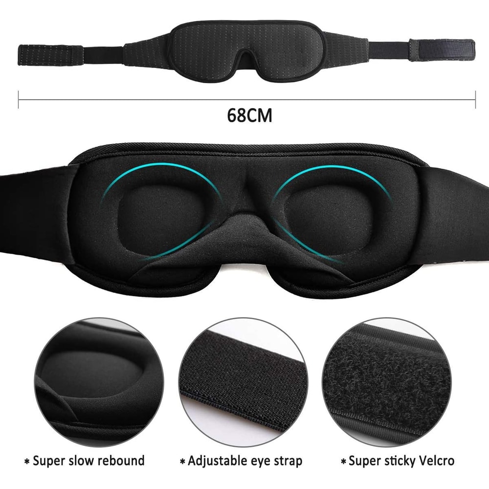 Soft Padded Sleep Mask For Comfortable Blockout Breathable Adjustable With Nose Pad Charcoal Fiber 7