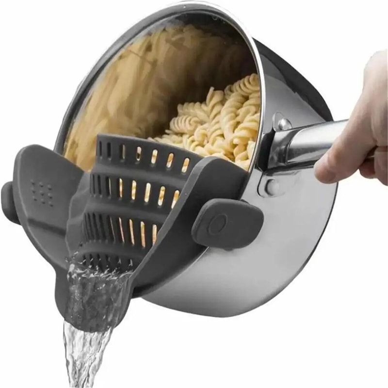 Adjustable Silicone Clip On Strainer For Pots Pans And Bowls Handheld Drainer For Noodles Pasta 5