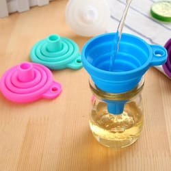 mini foldable silicone funnel collapsible & portable funnel for fuel, beer, oil, & kitchen use space saving tool