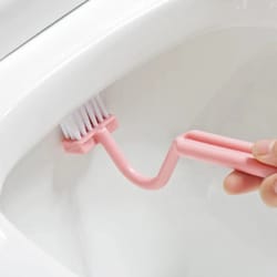 s shape toilet cleaning brush with curved handle portable wc scrubber for corners and edges