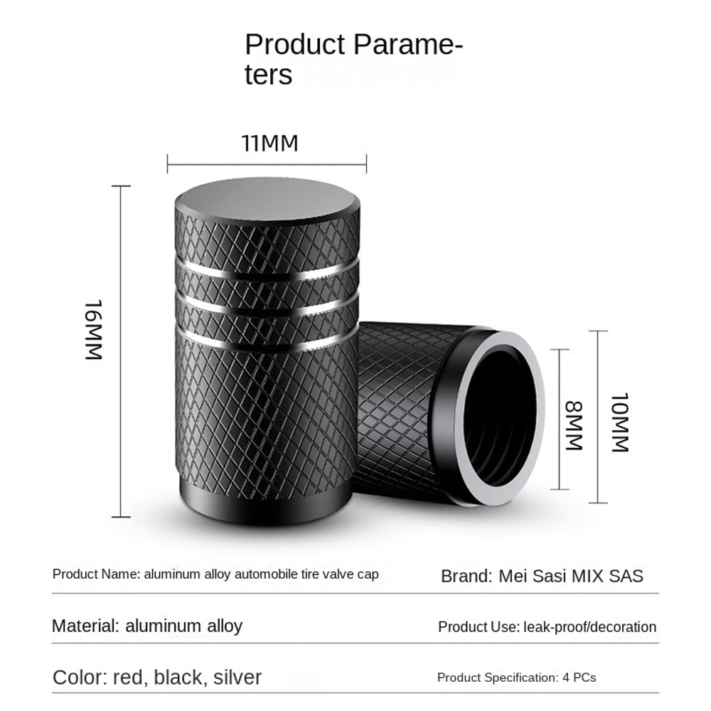 Premium Aluminum Tire Valve Stem Caps With Knurling Style Universal Car Air Valve Caps For Tires 5