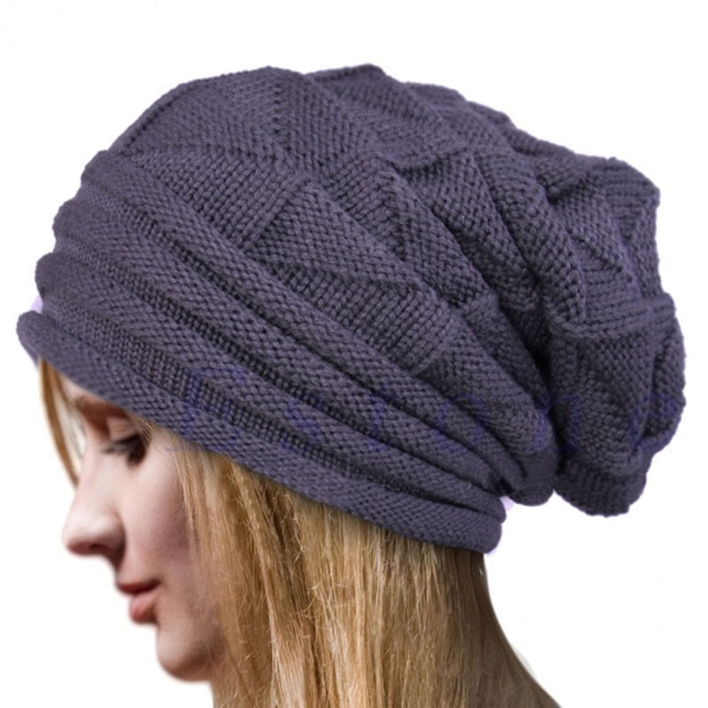 Oversized Wool Winter Beanie Hat For Women Men Warm Knit Ski Slouchy Cap 5