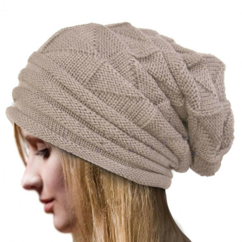 Oversized Wool Winter Beanie Hat For Women Men Warm Knit Ski Slouchy Cap 8