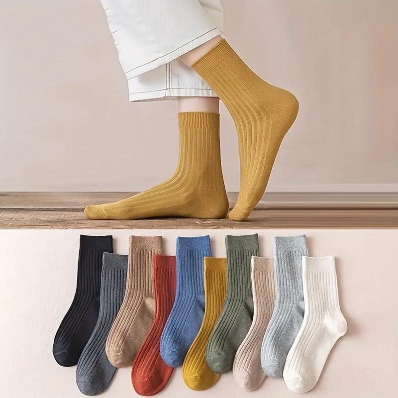 Vibrant Striped Comfort Crew Socks Soft Breathable Colorful Everyday Wear 5