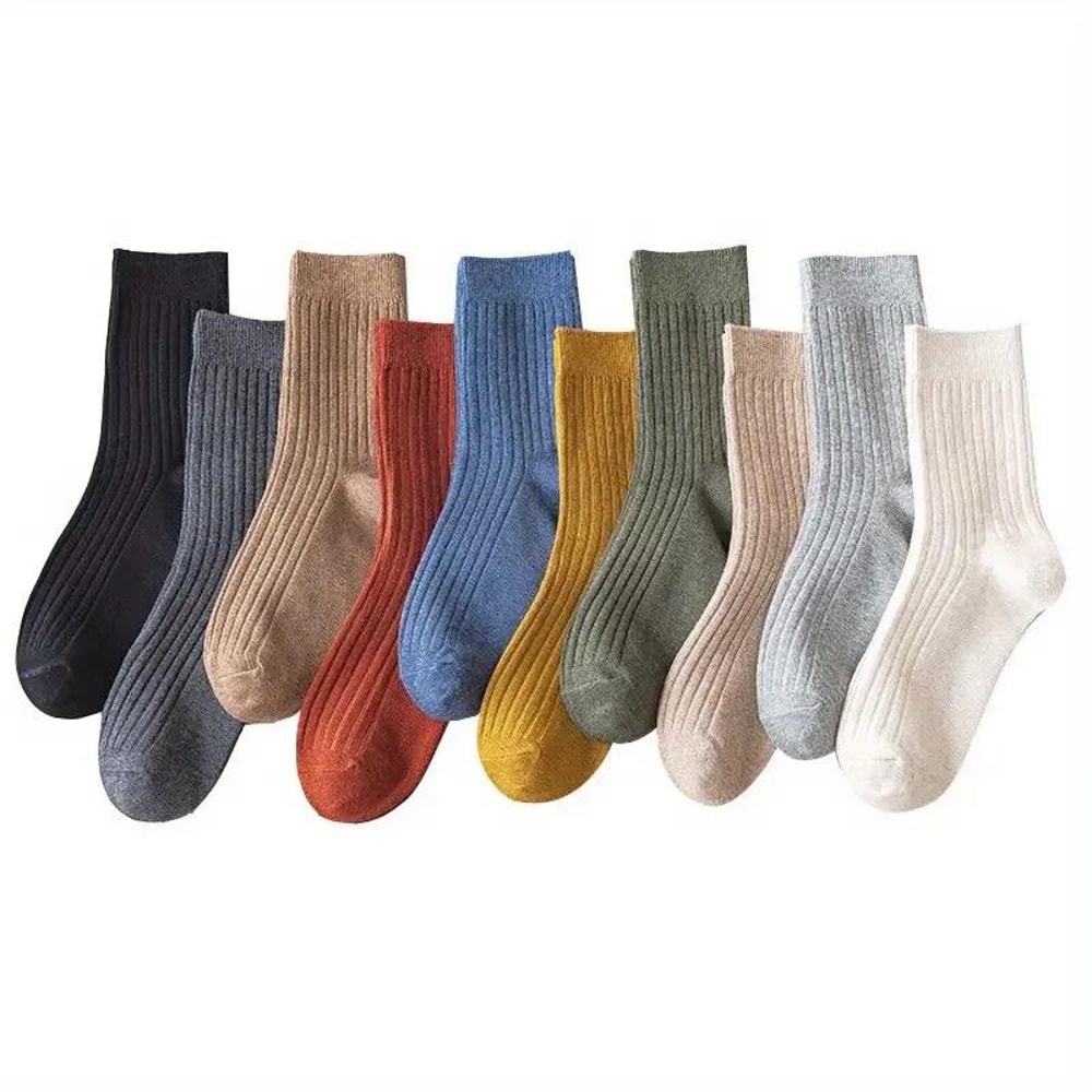 Vibrant Striped Comfort Crew Socks Soft Breathable Colorful Everyday Wear 0