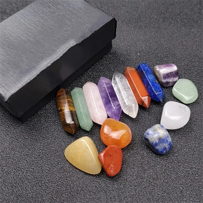 Chakra Healing Stones Crystals Set Rose Quartz Hexagon Gems For Meditation Bedroom Decor 1