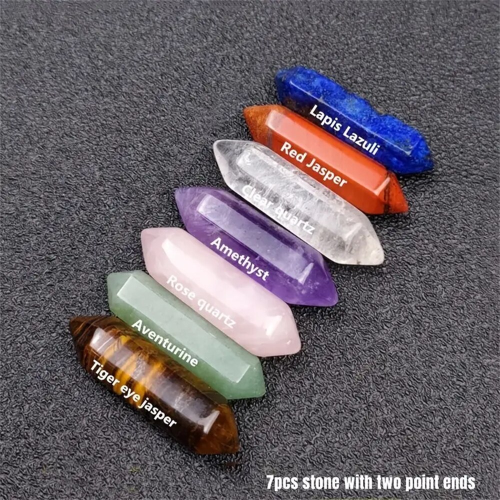 Chakra Healing Stones Crystals Set Rose Quartz Hexagon Gems For Meditation Bedroom Decor 3