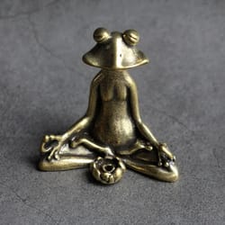 zen frog copper incense holder retro tea pet statue, pure bronze ornament