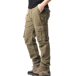 men's tactical overalls loose fit, large pocket, cotton casual work jogging pants with elastic waist