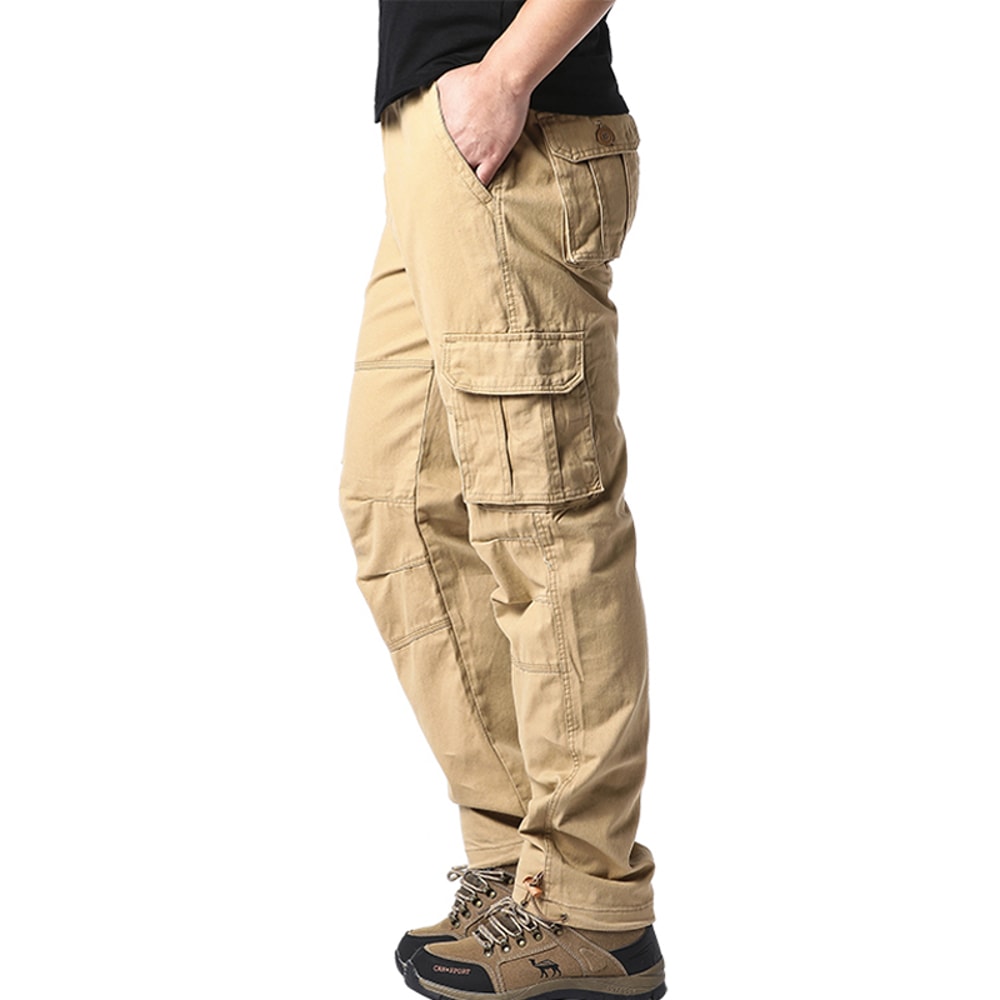 Mens Tactical Overalls Loose Fit Large Pocket Cotton Casual Work Jogging Pants With Elastic Waist 6