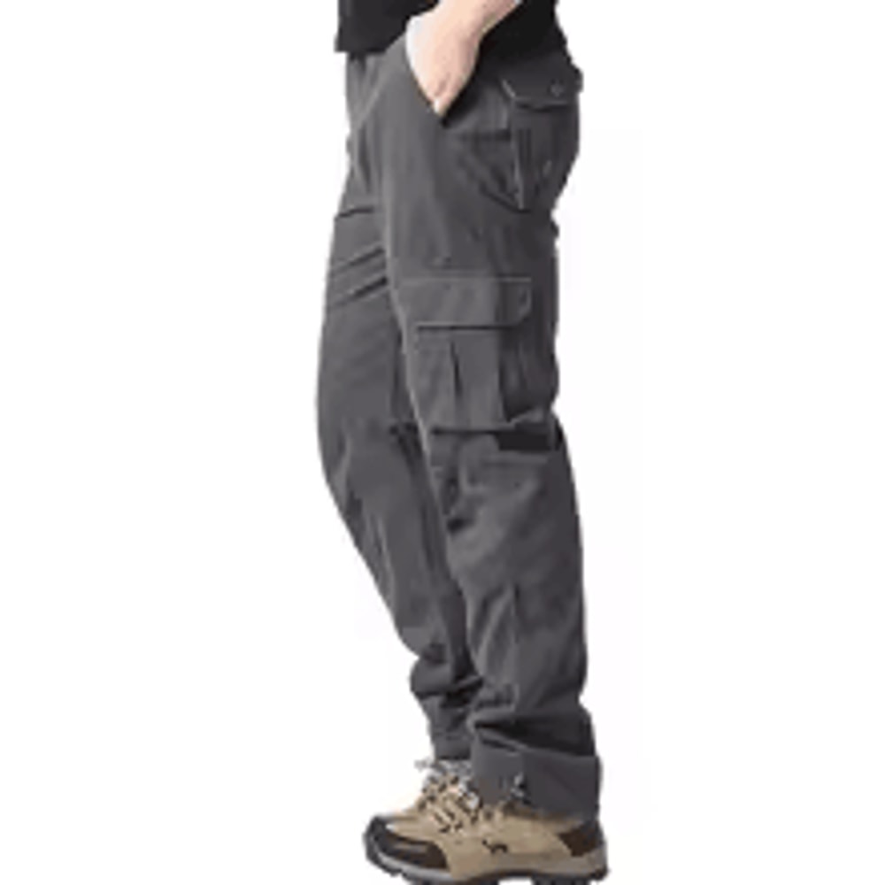 Mens Tactical Overalls Loose Fit Large Pocket Cotton Casual Work Jogging Pants With Elastic Waist 7