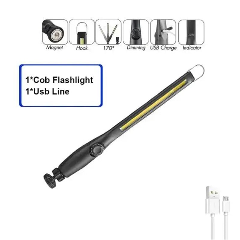 Portable COB Work Light With Magnetic Base Rechargeable LED Flashlight For Emergency Car Repair 6
