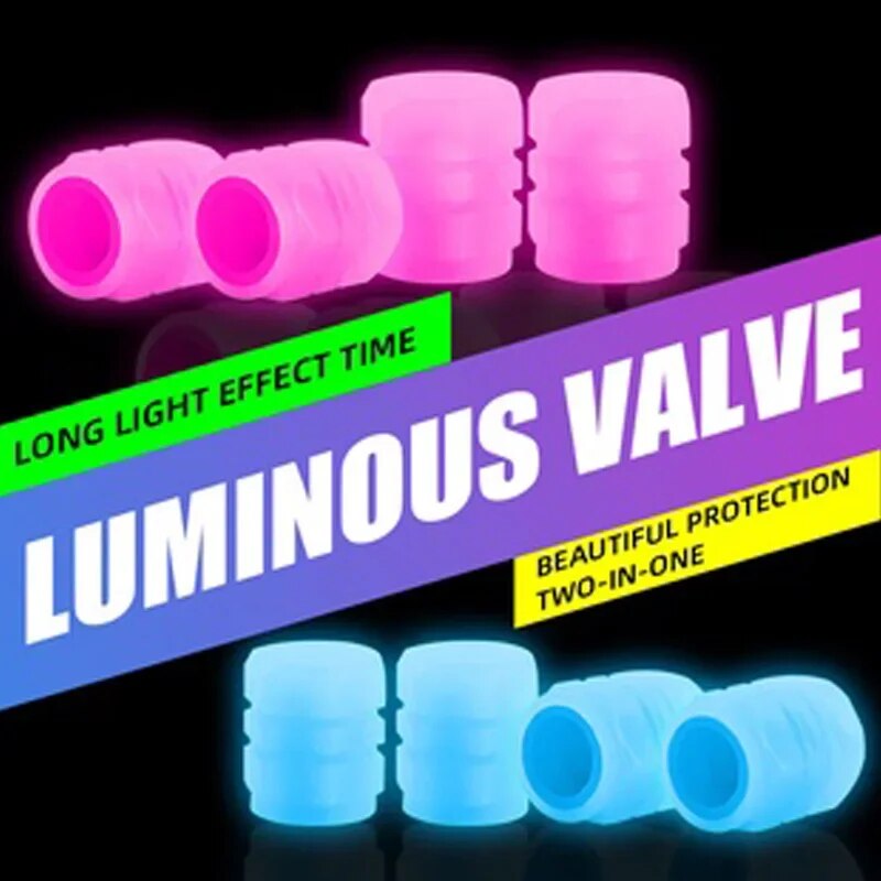 Luminous Valve Stem Caps For Motorcycle Bicycle Car Wheels Fluorescent Night Glowing Tyre Hub Cap D 2