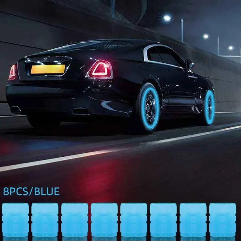 Luminous Valve Stem Caps For Motorcycle Bicycle Car Wheels Fluorescent Night Glowing Tyre Hub Cap D 8