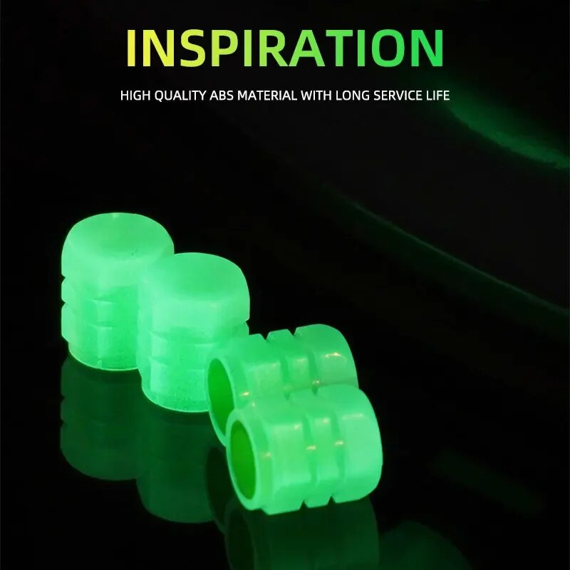 Luminous Valve Stem Caps For Motorcycle Bicycle Car Wheels Fluorescent Night Glowing Tyre Hub Cap D 3