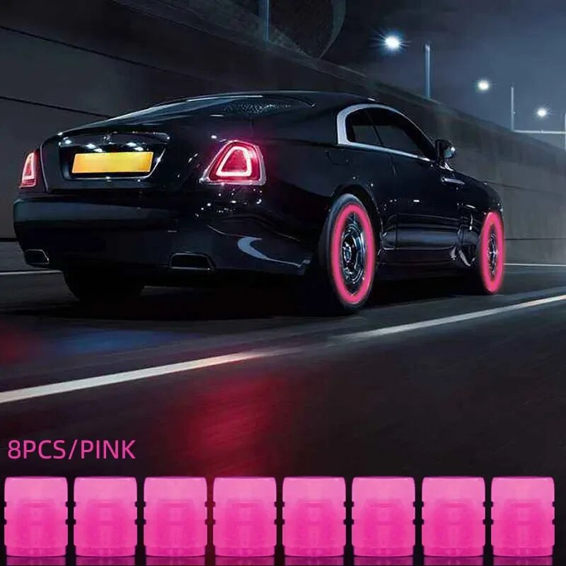 Luminous Valve Stem Caps For Motorcycle Bicycle Car Wheels Fluorescent Night Glowing Tyre Hub Cap D 9