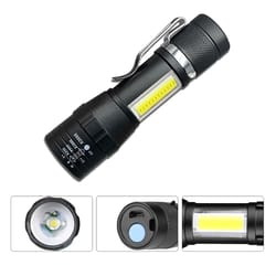 usb rechargeable mini flashlight cob+xpe portable torch for camping and emergencies