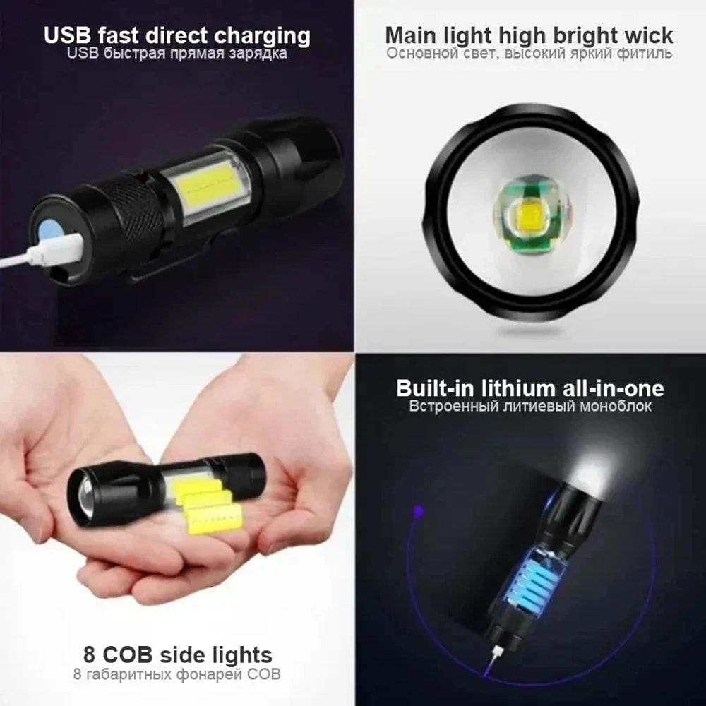 USB Rechargeable Mini Flashlight COBXPE Portable Torch For Camping And Emergencies 4