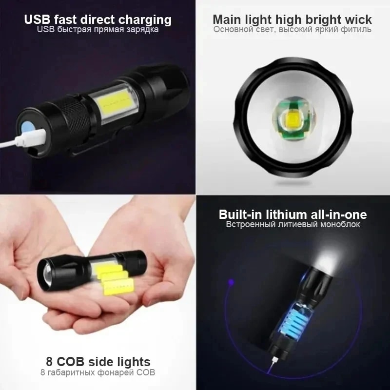 USB Rechargeable Mini Flashlight COBXPE Portable Torch For Camping And Emergencies 4