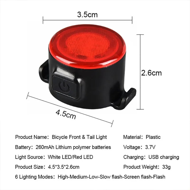 Rechargeable LED Bicycle Tail Light USB Powered Waterproof Safety Warning Lamp For Front Rear 3