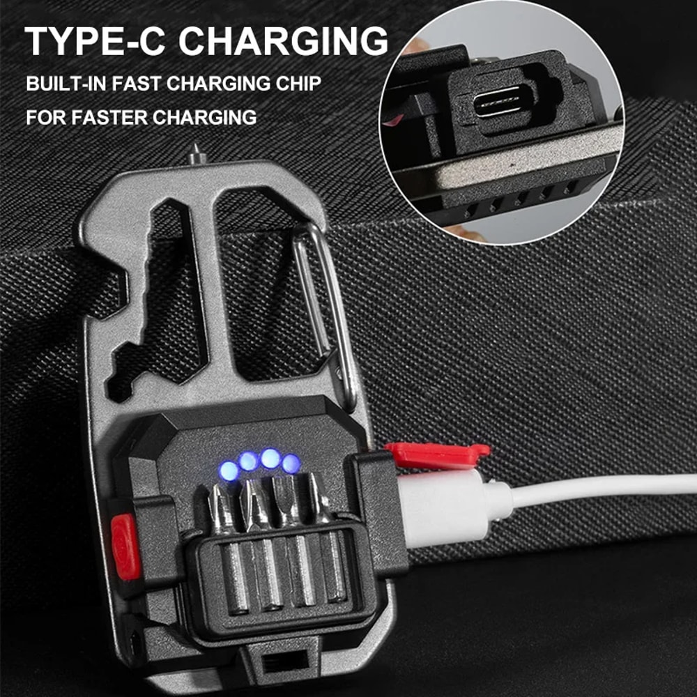 Portable LED Keychain Work Light Rechargeable High Lumens With Battery Display For Camping Hiking A 4