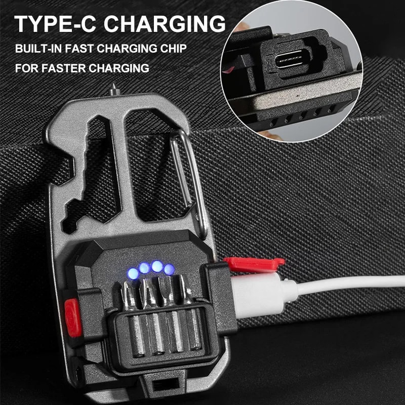 Portable LED Keychain Work Light Rechargeable High Lumens With Battery Display For Camping Hiking A 4