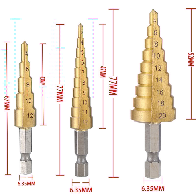 Titanium Coated Step Drill Bit For Metal Wood Cutting 4