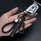 Trendy DIY Mobile Phone Number Plate Keychain For Men Punk Woven Leather Rope Car Accessories 2