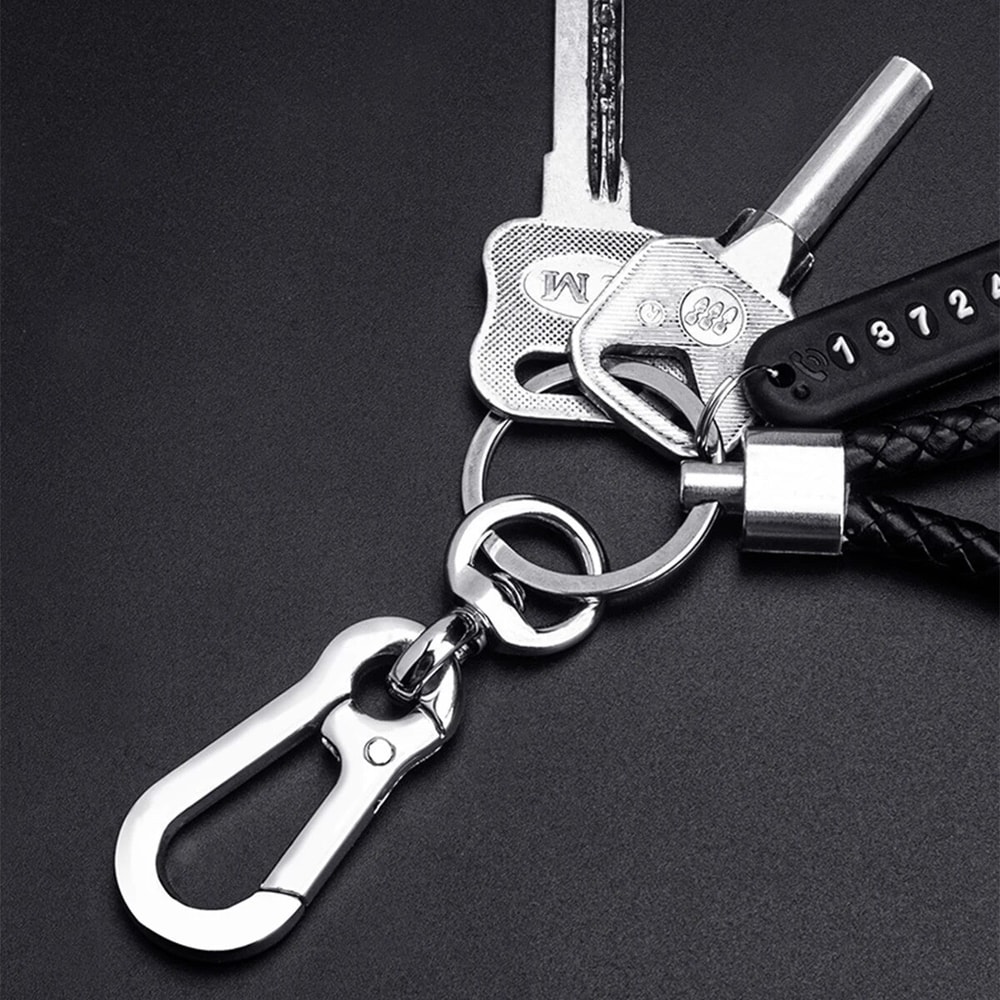 Trendy DIY Mobile Phone Number Plate Keychain For Men Punk Woven Leather Rope Car Accessories 1