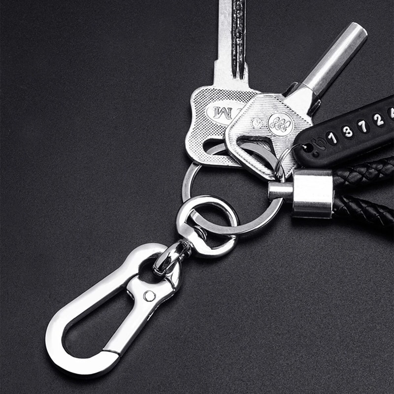 Trendy DIY Mobile Phone Number Plate Keychain For Men Punk Woven Leather Rope Car Accessories 1