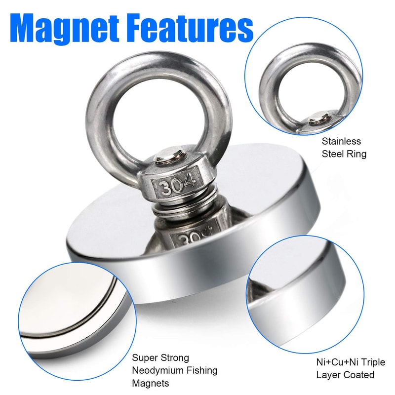 Super Strong Neodymium Fishing Magnet With Eyebolt For Salvage And Magnetic Fishing Heavy Duty Hook 3