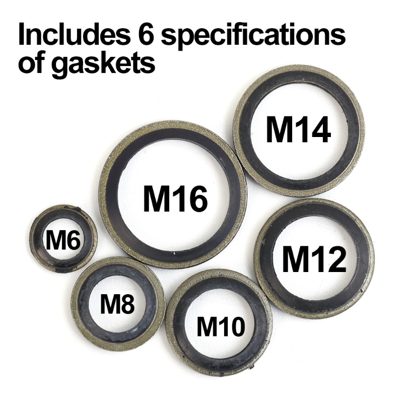 Universal Car Oil Drain Plug Gasket Kit High Quality Seal Assortment 6