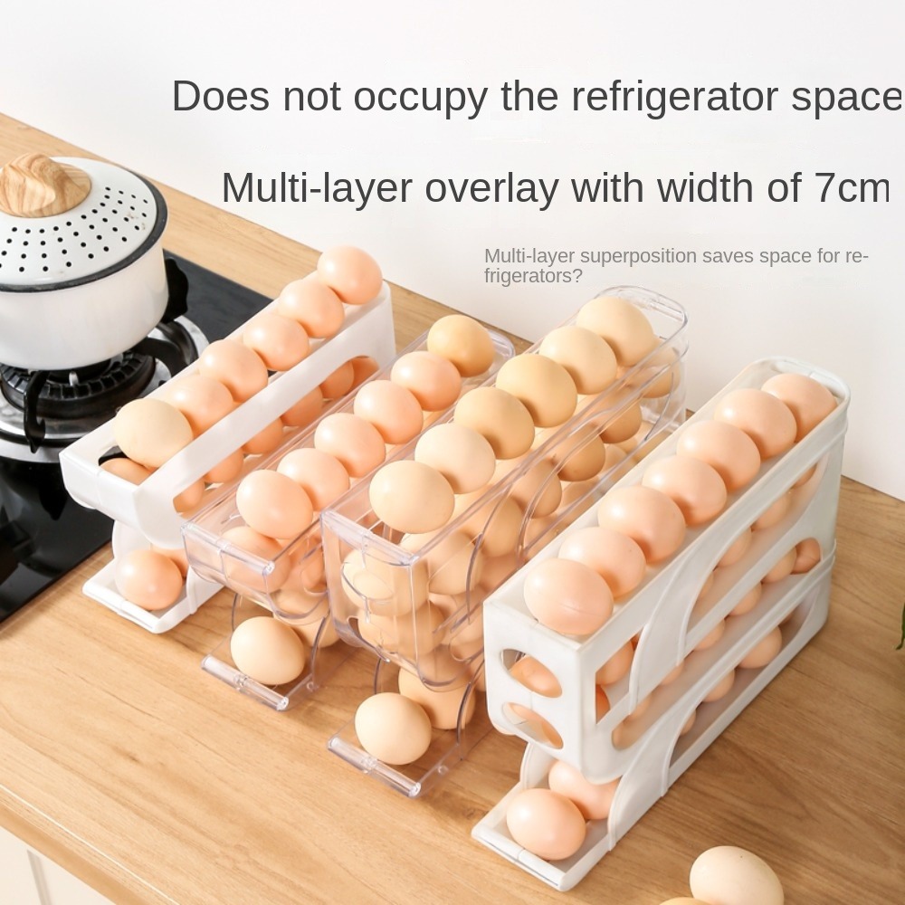 Automatic Egg Roller Rack Large Capacity Refrigerator Egg Organizer 6