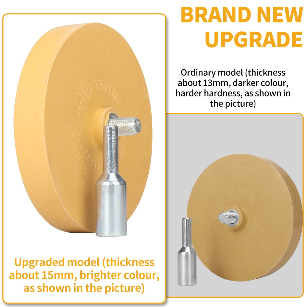 Car Adhesive Remover Rubber Wheel With Power Drill Attachment For Vinyl Decals Paint Repair 6