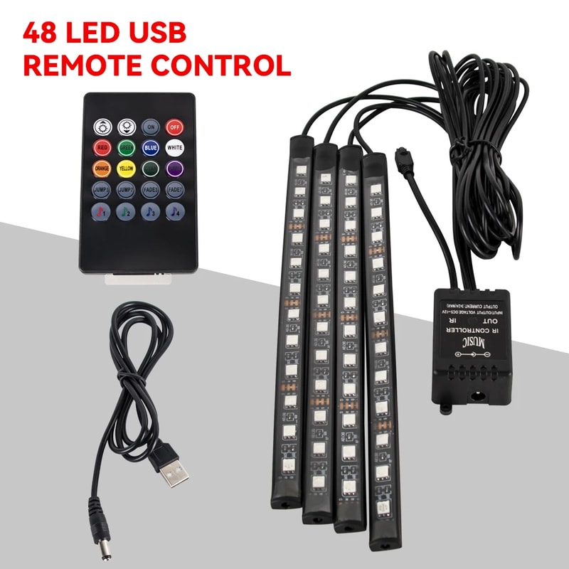 Wireless RGB LED Car Interior Ambient Foot Light With Music App Control 6