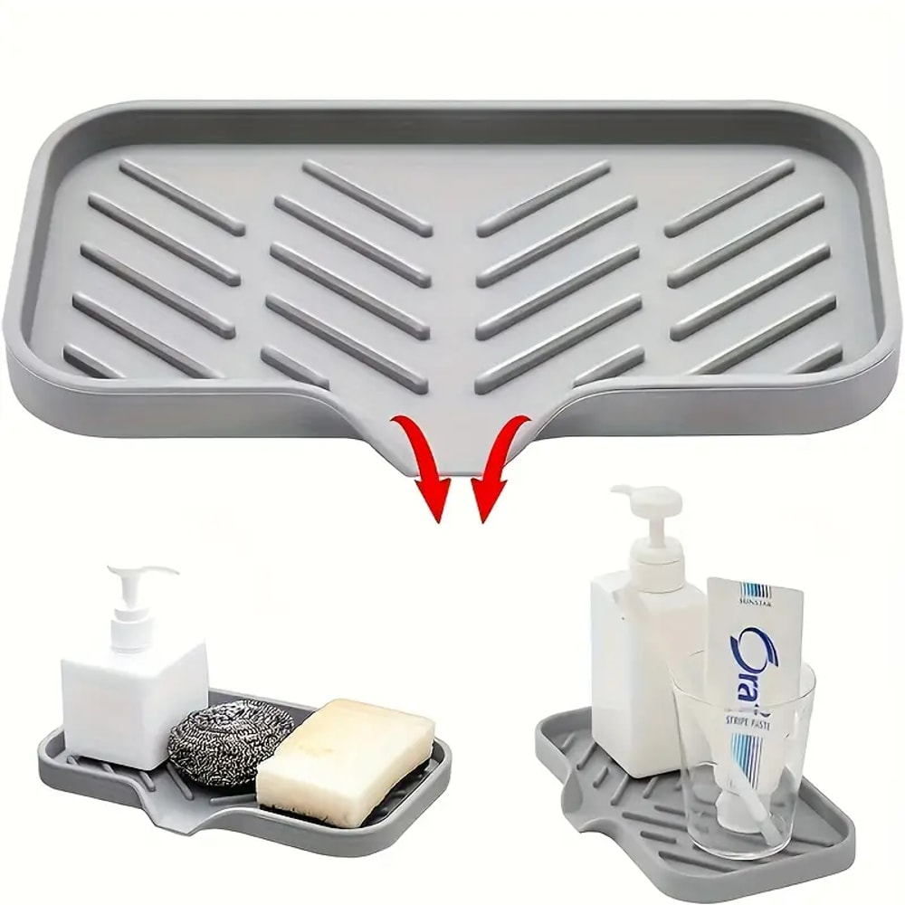 Silicone Kitchen Faucet Tray Sink Mat With Soap Dispenser 2