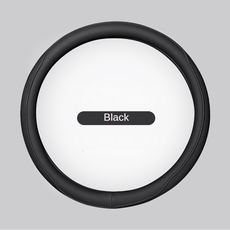 Napa Leather Perforated Patchwork Car Steering Wheel Cover Non Slip Breathable Universal Fit For En 7