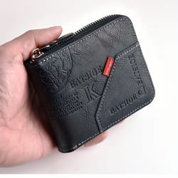 pu wax oil skin men's wallet slim, durable card holder with zipper coin purse