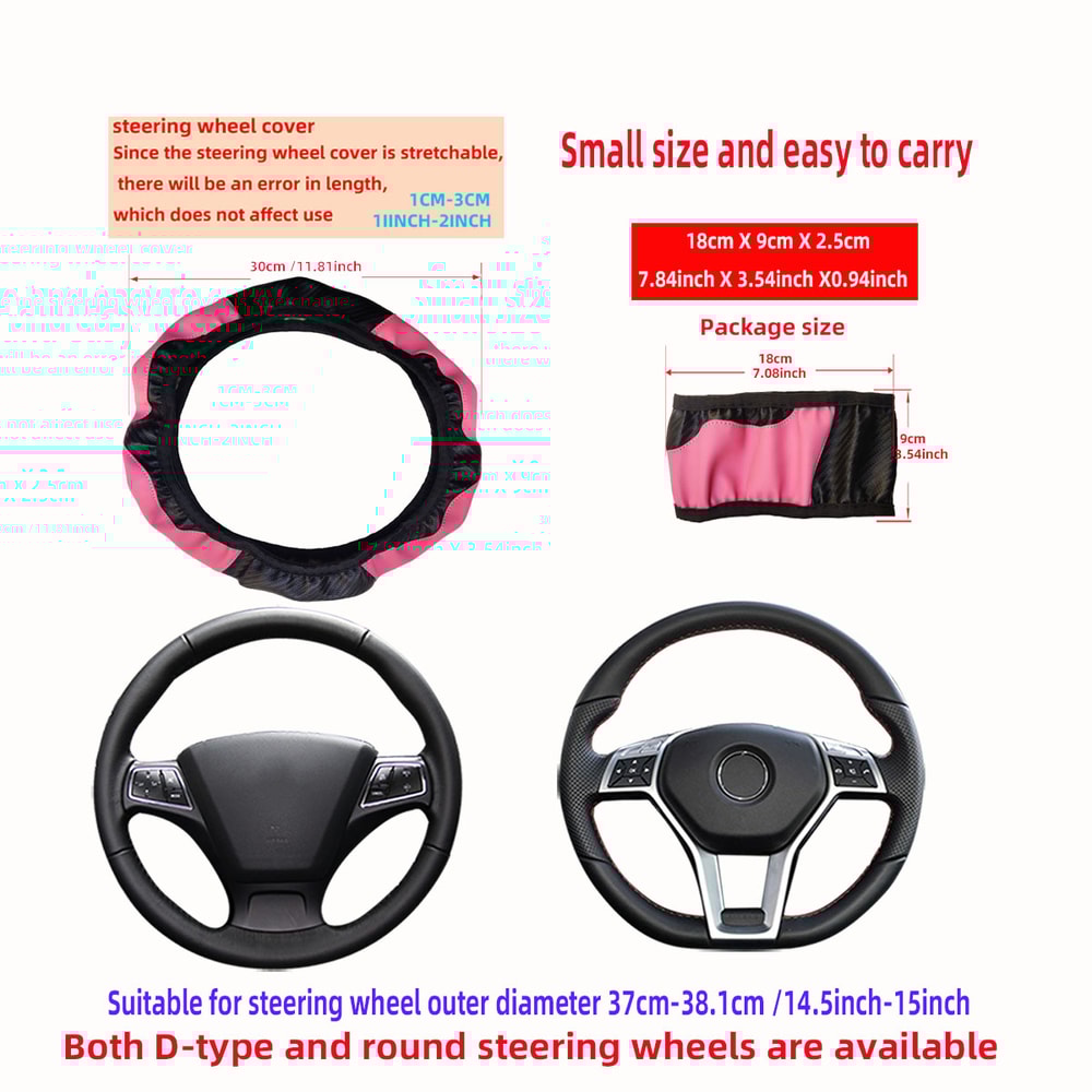 Carbon Fiber Leather Steering Wheel Cover Durable Automotive Upgrade For Wheels 4