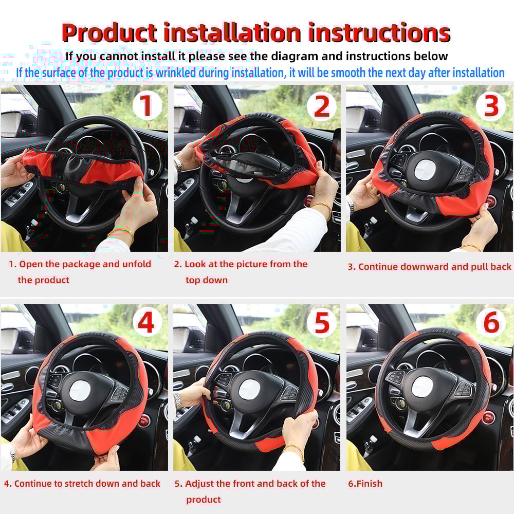 Carbon Fiber Leather Steering Wheel Cover Durable Automotive Upgrade For Wheels 9