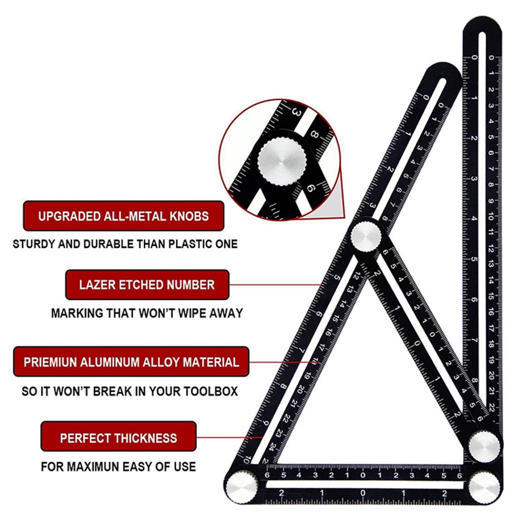 Multi Angle Folding Positioning Ruler Durable Aluminum Alloy Tool For DIY Wood Tile Flooring Proje 3