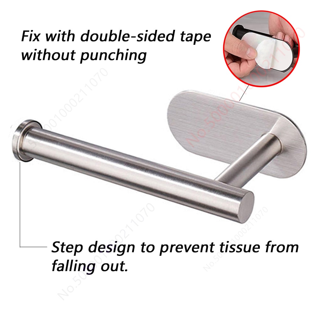 Stainless Steel Toilet Paper Rack Kitchen Towel Holder Self Adhesive Space Saving Bathroom Storage 3