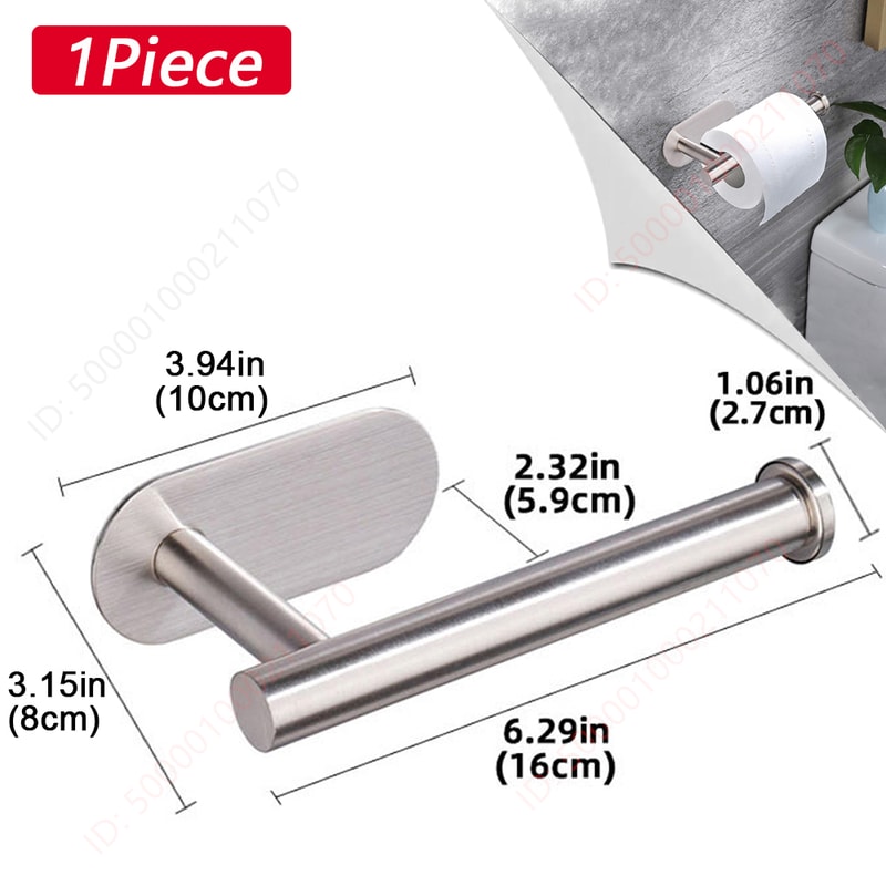 Stainless Steel Toilet Paper Rack Kitchen Towel Holder Self Adhesive Space Saving Bathroom Storage 5
